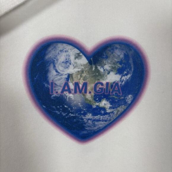 I. AM. GIA Harmony Hoodie Women's White One Size Sweater NWT Sweatshirt Graphic - Picture 3 of 9